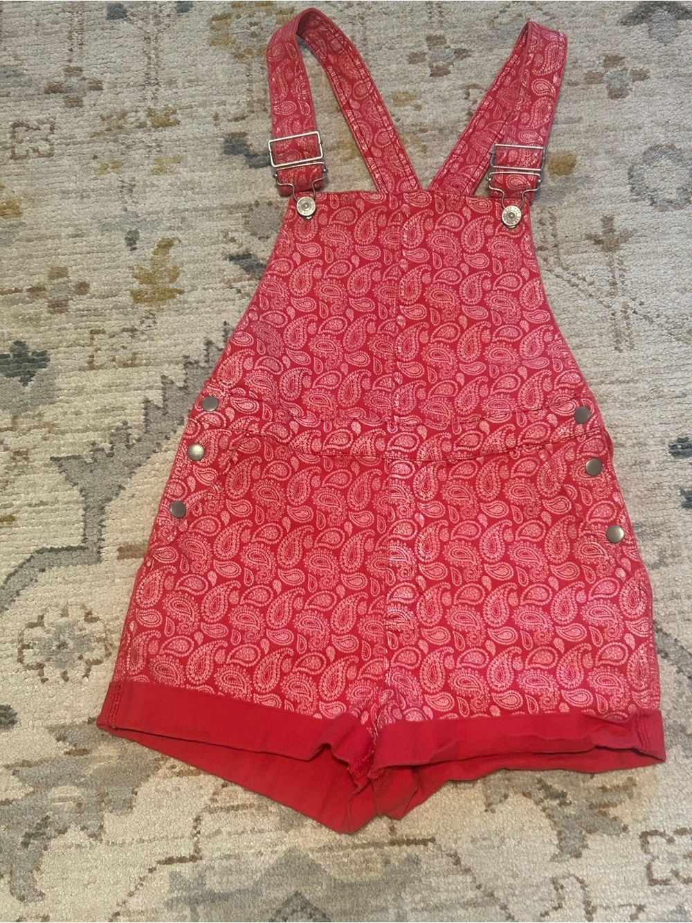 BDG Red Paisley Shortalls Romper
